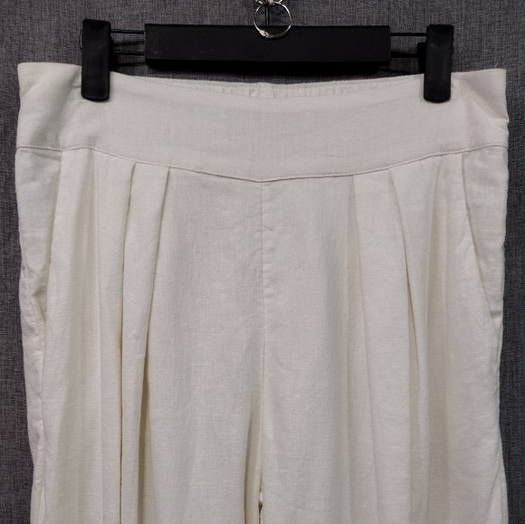 Abercrombie & Fitch Linen Blend Wide Leg Pants Women's S White Retro Minimalist - Picture 3 of 11